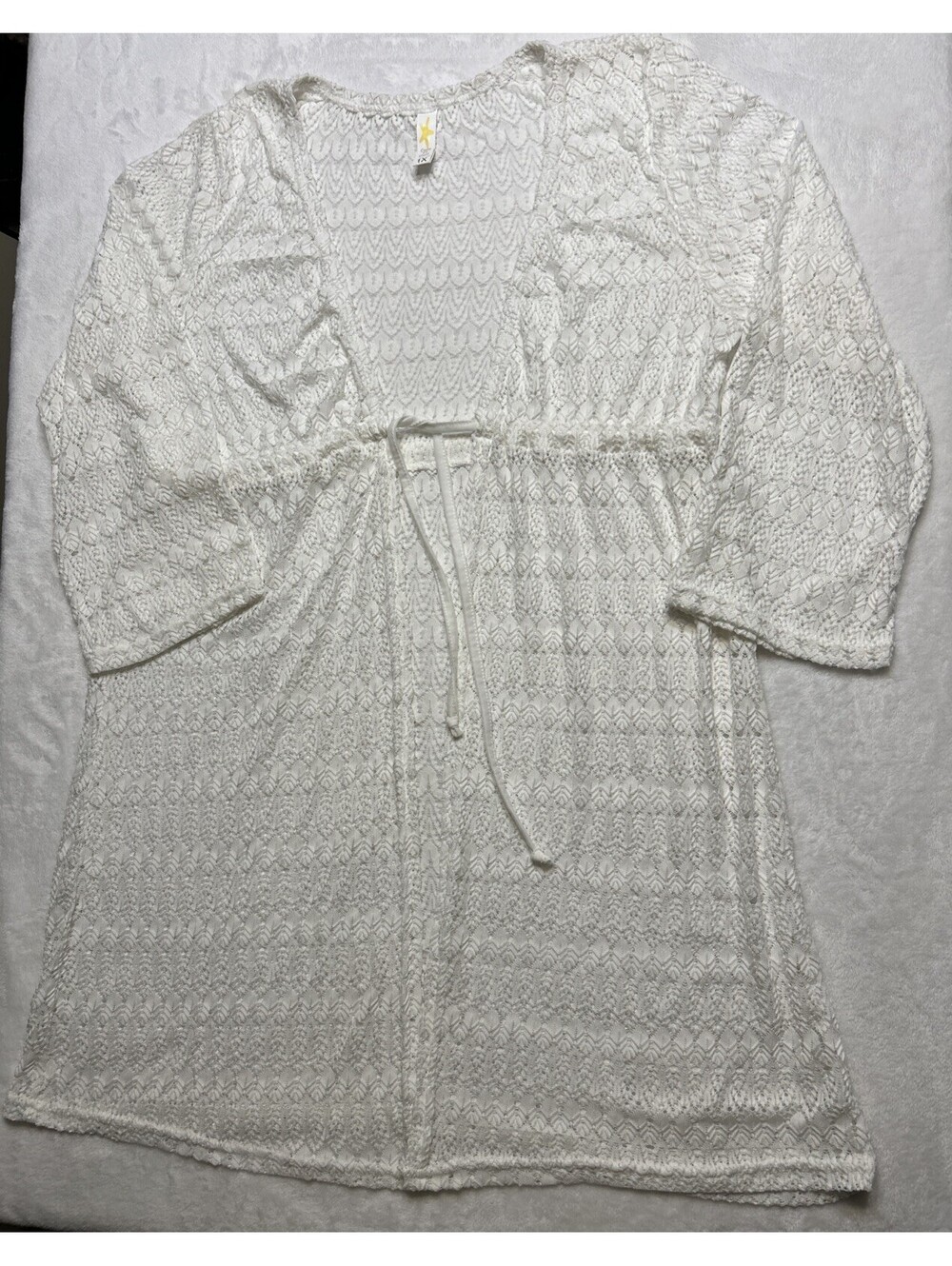 Coast To Coast Beach Swim Coverup Top Crochet Trim White Women's Size 1X NWOT